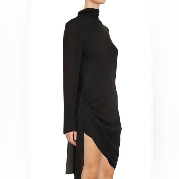 BRANDON MAXWELL $1395 Raina Mini Scarf Neck Draped 100% Silk LBD Dress NWT - Picture 10 of 16
